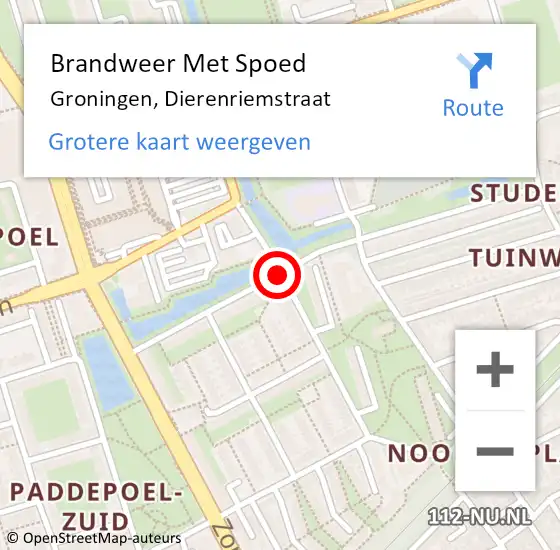 Locatie op kaart van de 112 melding: Brandweer Met Spoed Naar Groningen, Dierenriemstraat op 8 maart 2014 17:39
