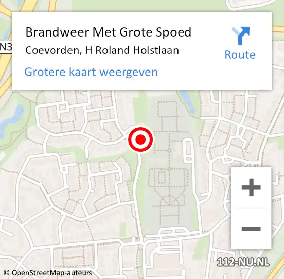 Locatie op kaart van de 112 melding: Brandweer Met Grote Spoed Naar Coevorden, H Roland Holstlaan op 8 maart 2014 17:40