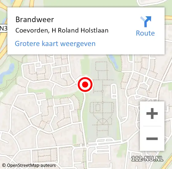 Locatie op kaart van de 112 melding: Brandweer Coevorden, H Roland Holstlaan op 8 maart 2014 17:41