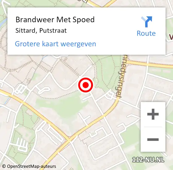 Locatie op kaart van de 112 melding: Brandweer Met Spoed Naar Sittard, Putstraat op 10 september 2018 22:23