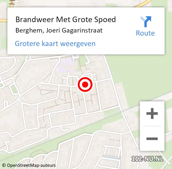 Locatie op kaart van de 112 melding: Brandweer Met Grote Spoed Naar Berghem, Joeri Gagarinstraat op 10 september 2018 23:30