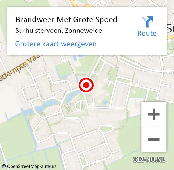 Locatie op kaart van de 112 melding: Brandweer Met Grote Spoed Naar Surhuisterveen, Zonneweide op 11 september 2018 00:16