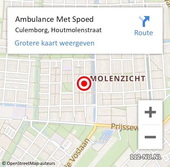 Locatie op kaart van de 112 melding: Ambulance Met Spoed Naar Culemborg, Houtmolenstraat op 11 september 2018 01:17