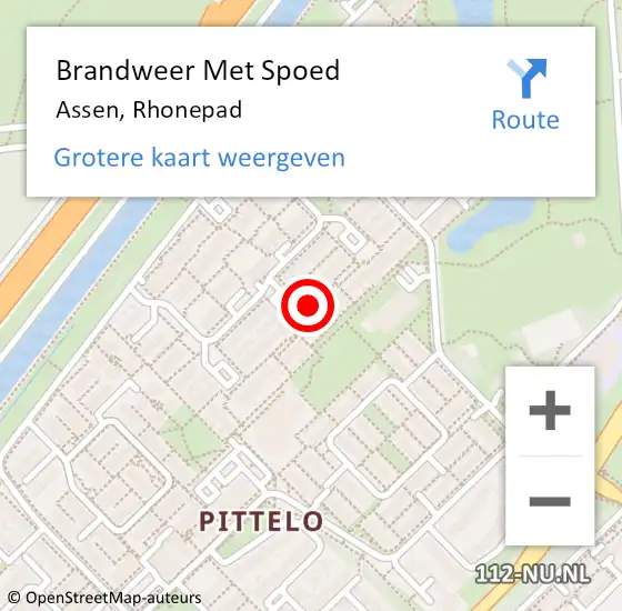 Locatie op kaart van de 112 melding: Brandweer Met Spoed Naar Assen, Rhonepad op 11 september 2018 01:28