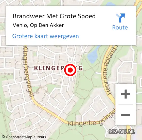 Locatie op kaart van de 112 melding: Brandweer Met Grote Spoed Naar Venlo, Op Den Akker op 11 september 2018 01:35