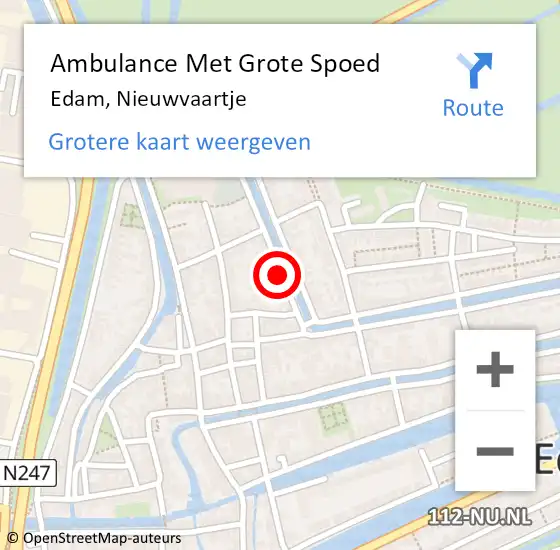 Locatie op kaart van de 112 melding: Ambulance Met Grote Spoed Naar Edam, Nieuwvaartje op 11 september 2018 03:58