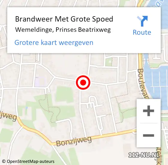 Locatie op kaart van de 112 melding: Brandweer Met Grote Spoed Naar Wemeldinge, Prinses Beatrixweg op 11 september 2018 06:23