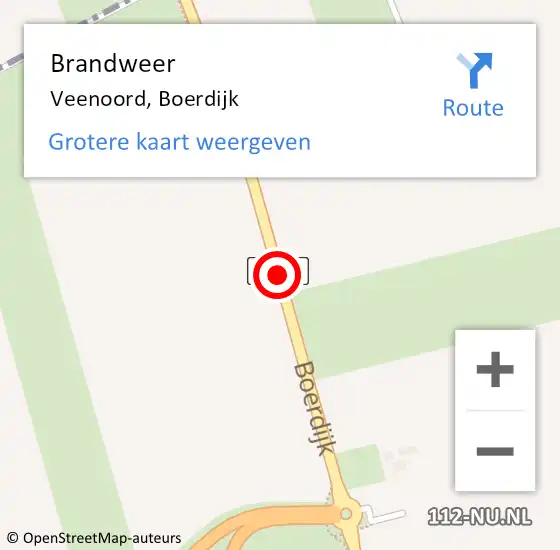 Locatie op kaart van de 112 melding: Brandweer Veenoord, Boerdijk op 11 september 2018 06:42