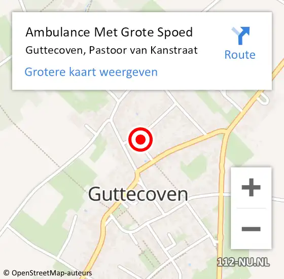 Locatie op kaart van de 112 melding: Ambulance Met Grote Spoed Naar Guttecoven, Pastoor van Kanstraat op 8 maart 2014 18:02