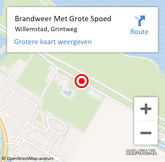 Locatie op kaart van de 112 melding: Brandweer Met Grote Spoed Naar Willemstad, Grintweg op 11 september 2018 08:30