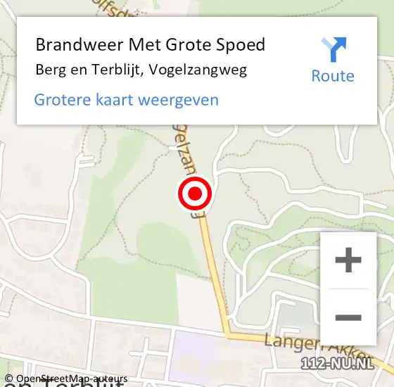 Locatie op kaart van de 112 melding: Brandweer Met Grote Spoed Naar Berg en Terblijt, Vogelzangweg op 11 september 2018 08:48