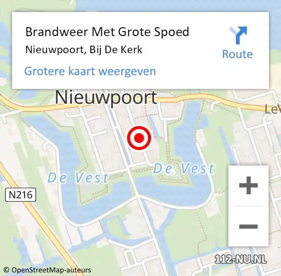 Locatie op kaart van de 112 melding: Brandweer Met Grote Spoed Naar Nieuwpoort, Bij De Kerk op 11 september 2018 09:07