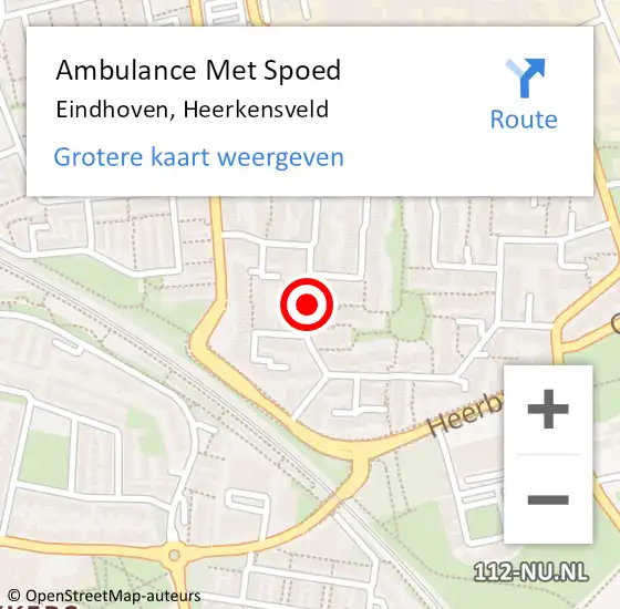 Locatie op kaart van de 112 melding: Ambulance Met Spoed Naar Eindhoven, Heerkensveld op 11 september 2018 09:11