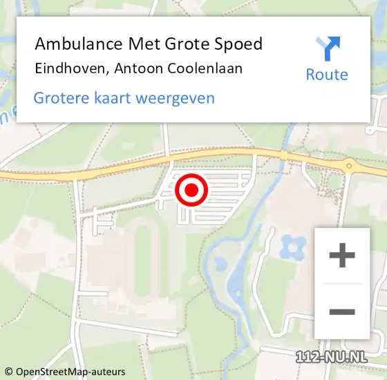 Locatie op kaart van de 112 melding: Ambulance Met Grote Spoed Naar Eindhoven, Antoon Coolenlaan op 11 september 2018 09:32