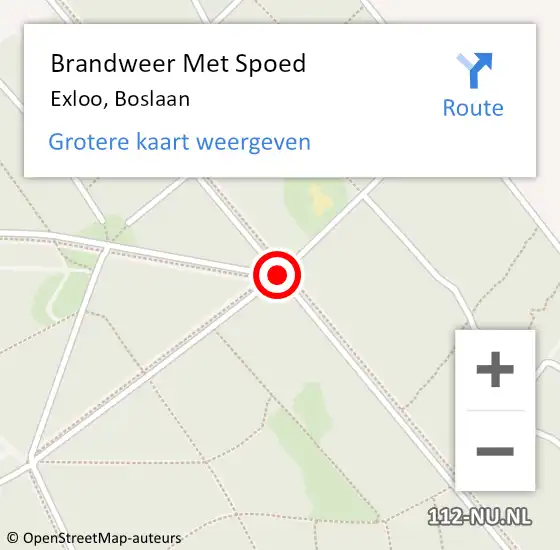 Locatie op kaart van de 112 melding: Brandweer Met Spoed Naar Exloo, Boslaan op 8 maart 2014 18:17