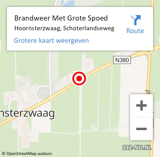 Locatie op kaart van de 112 melding: Brandweer Met Grote Spoed Naar Hoornsterzwaag, Schoterlandseweg op 11 september 2018 11:40