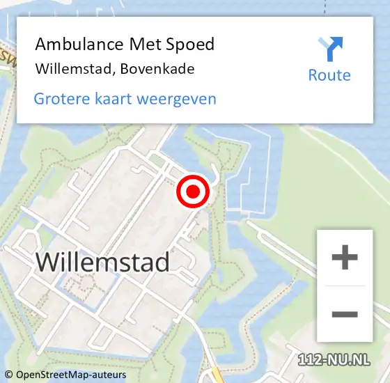 Locatie op kaart van de 112 melding: Ambulance Met Spoed Naar Willemstad, Bovenkade op 11 september 2018 11:49