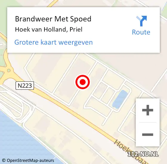 Locatie op kaart van de 112 melding: Brandweer Met Spoed Naar Hoek van Holland, Priel op 11 september 2018 12:06