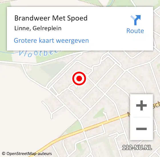 Locatie op kaart van de 112 melding: Brandweer Met Spoed Naar Linne, Gelreplein op 11 september 2018 12:06