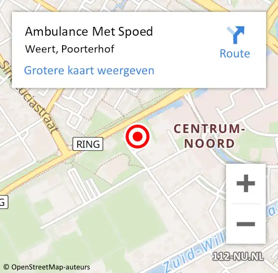 Locatie op kaart van de 112 melding: Ambulance Met Spoed Naar Weert, Poorterhof op 11 september 2018 12:26