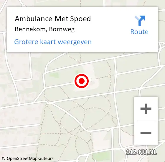 Locatie op kaart van de 112 melding: Ambulance Met Spoed Naar Bennekom, Bornweg op 11 september 2018 13:03