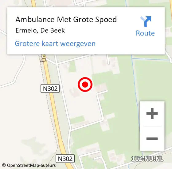 Locatie op kaart van de 112 melding: Ambulance Met Grote Spoed Naar Ermelo, De Beek op 11 september 2018 13:11