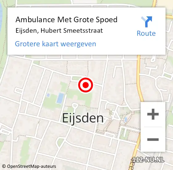 Locatie op kaart van de 112 melding: Ambulance Met Grote Spoed Naar Eijsden, Hubert Smeetsstraat op 8 maart 2014 18:43