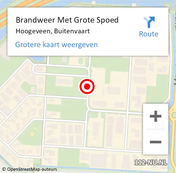 Locatie op kaart van de 112 melding: Brandweer Met Grote Spoed Naar Hoogeveen, Buitenvaart op 11 september 2018 13:21