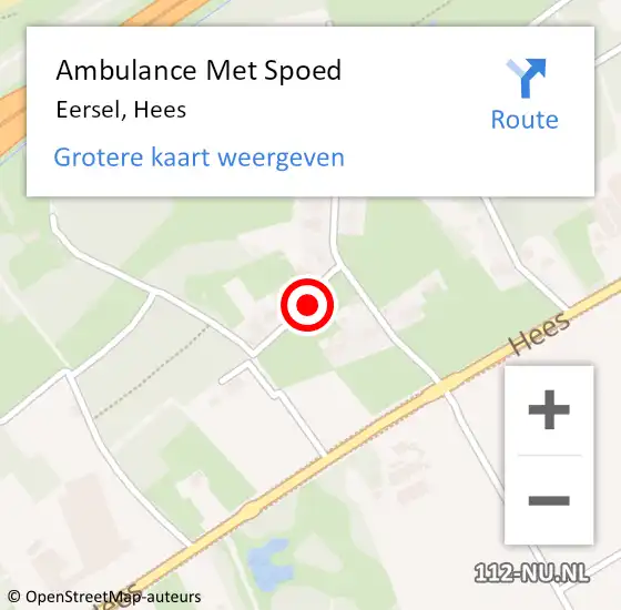 Locatie op kaart van de 112 melding: Ambulance Met Spoed Naar Eersel, Hees op 11 september 2018 13:37