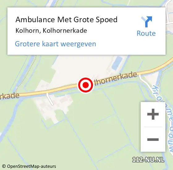 Locatie op kaart van de 112 melding: Ambulance Met Grote Spoed Naar Kolhorn, Kolhornerkade op 11 september 2018 13:57