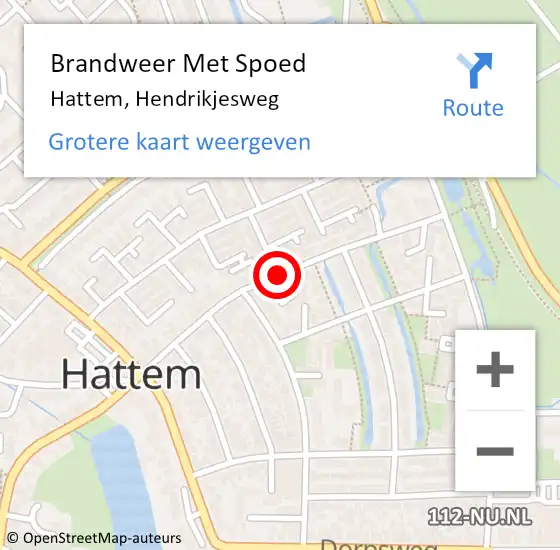 Locatie op kaart van de 112 melding: Brandweer Met Spoed Naar Hattem, Hendrikjesweg op 11 september 2018 14:10