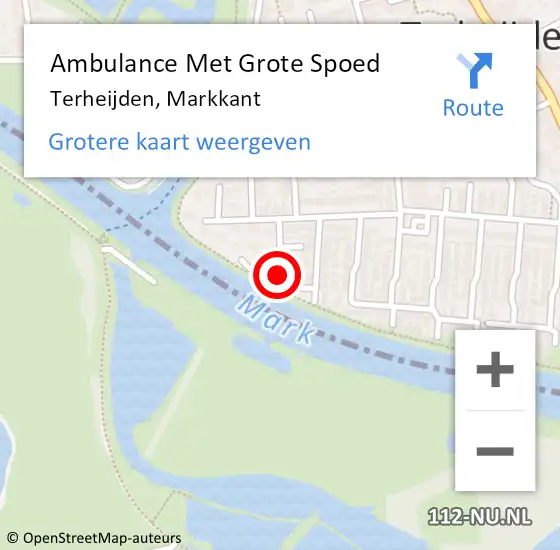 Locatie op kaart van de 112 melding: Ambulance Met Grote Spoed Naar Terheijden, Markkant op 11 september 2018 14:37