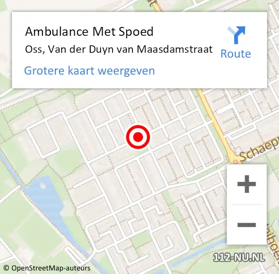 Locatie op kaart van de 112 melding: Ambulance Met Spoed Naar Oss, Van der Duyn van Maasdamstraat op 11 september 2018 15:42