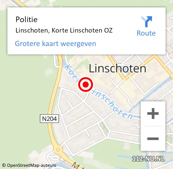 Locatie op kaart van de 112 melding: Politie Linschoten, Korte Linschoten OZ op 11 september 2018 16:10