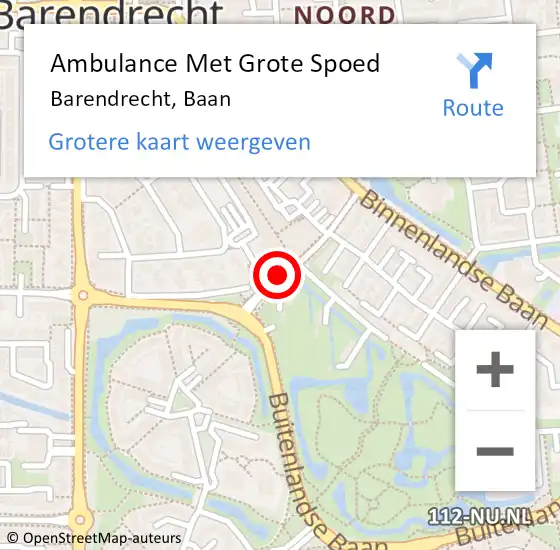 Locatie op kaart van de 112 melding: Ambulance Met Grote Spoed Naar Barendrecht, Baan op 11 september 2018 16:19