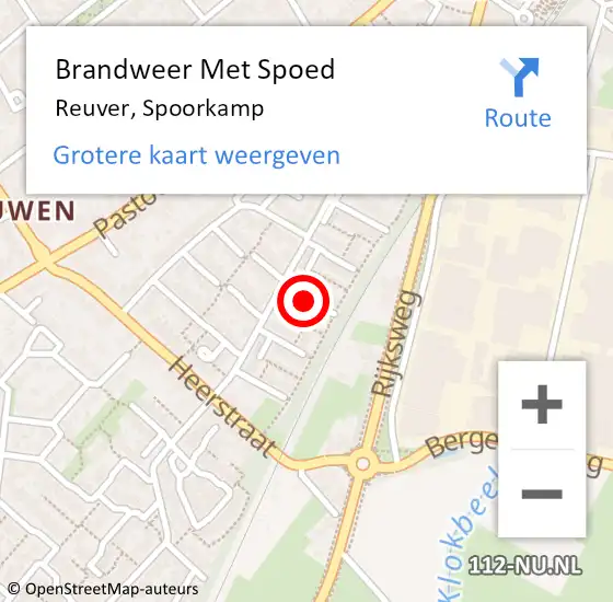 Locatie op kaart van de 112 melding: Brandweer Met Spoed Naar Reuver, Spoorkamp op 11 september 2018 16:59