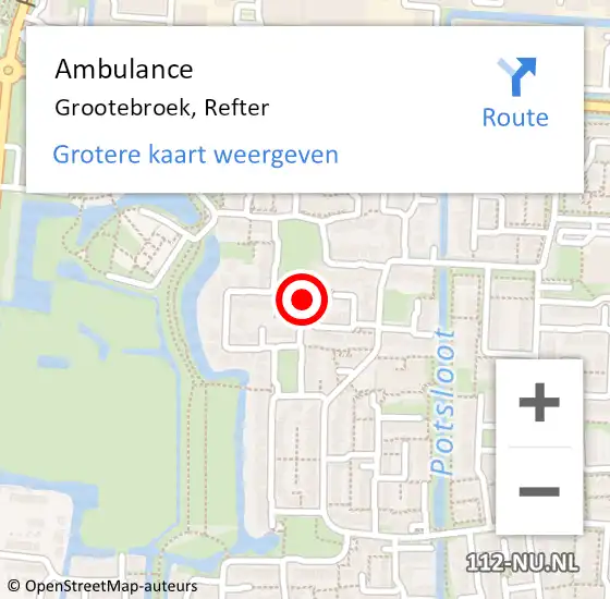 Locatie op kaart van de 112 melding: Ambulance Grootebroek, Refter op 11 september 2018 17:02