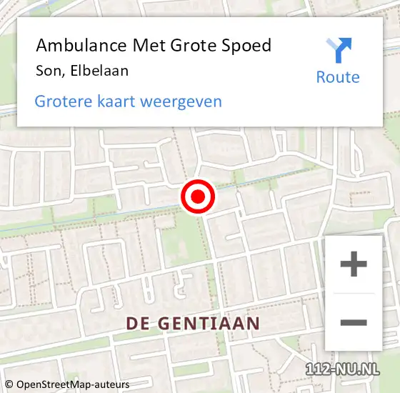 Locatie op kaart van de 112 melding: Ambulance Met Grote Spoed Naar Son, Elbelaan op 11 september 2018 17:15