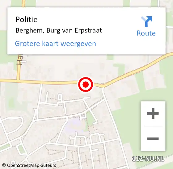 Locatie op kaart van de 112 melding: Politie Berghem, Burg van Erpstraat op 11 september 2018 17:32