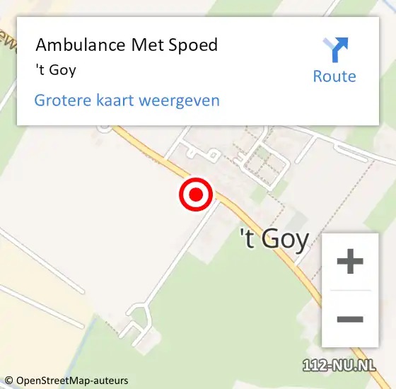 Locatie op kaart van de 112 melding: Ambulance Met Spoed Naar 't Goy op 11 september 2018 18:26