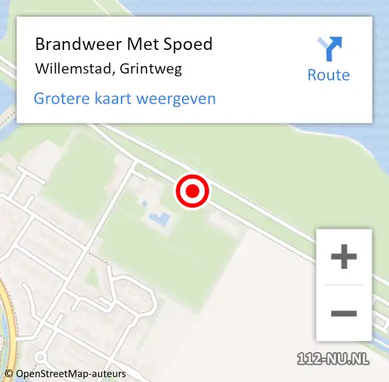 Locatie op kaart van de 112 melding: Brandweer Met Spoed Naar Willemstad, Grintweg op 11 september 2018 18:32