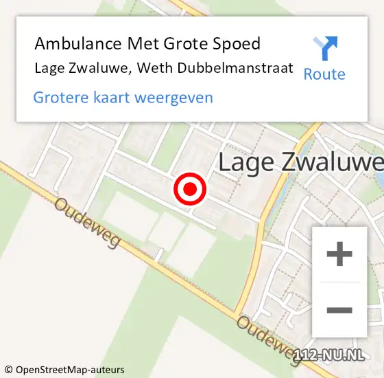 Locatie op kaart van de 112 melding: Ambulance Met Grote Spoed Naar Lage Zwaluwe, Weth Dubbelmanstraat op 11 september 2018 19:12