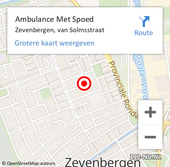 Locatie op kaart van de 112 melding: Ambulance Met Spoed Naar Zevenbergen, van Solmsstraat op 11 september 2018 20:18