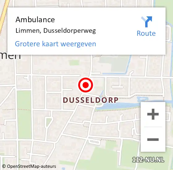 Locatie op kaart van de 112 melding: Ambulance Limmen, Dusseldorperweg op 11 september 2018 21:12