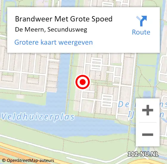 Locatie op kaart van de 112 melding: Brandweer Met Grote Spoed Naar De Meern, Secundusweg op 11 september 2018 21:25