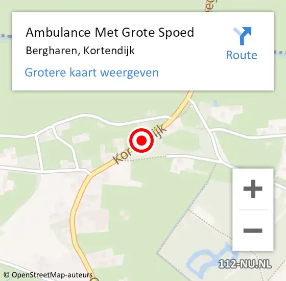 Locatie op kaart van de 112 melding: Ambulance Met Grote Spoed Naar Bergharen, Kortendijk op 11 september 2018 22:19