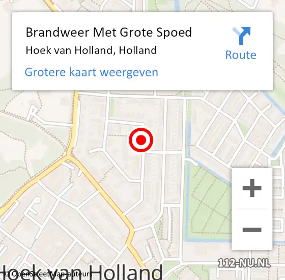 Locatie op kaart van de 112 melding: Brandweer Met Grote Spoed Naar Hoek van Holland, Holland op 11 september 2018 22:27