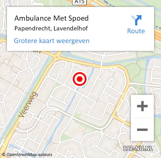 Locatie op kaart van de 112 melding: Ambulance Met Spoed Naar Papendrecht, Lavendelhof op 11 september 2018 23:42