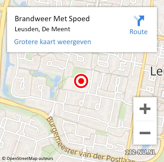 Locatie op kaart van de 112 melding: Brandweer Met Spoed Naar Leusden, De Meent op 8 maart 2014 19:57