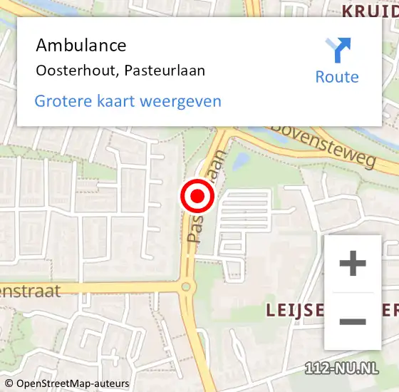 Locatie op kaart van de 112 melding: Ambulance Oosterhout, Pasteurlaan op 12 september 2018 01:56
